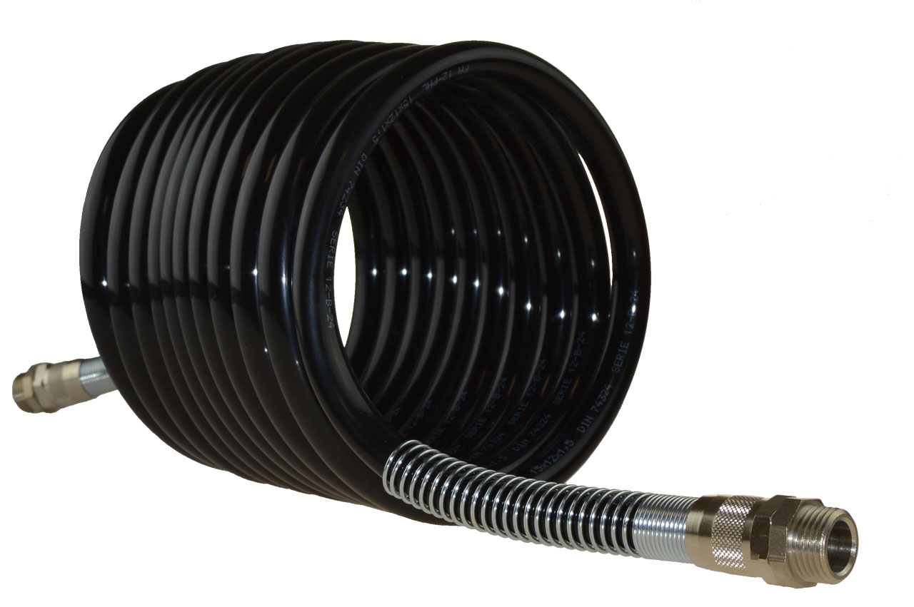 Polyamid Spiralschlauch drehbar mit Außengewinde in schwarz