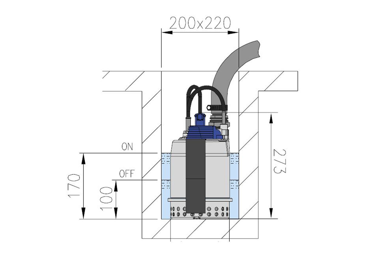 EBARA Tauchmotorpumpe OPTIMA MS, Edelstahl - Abmessungen