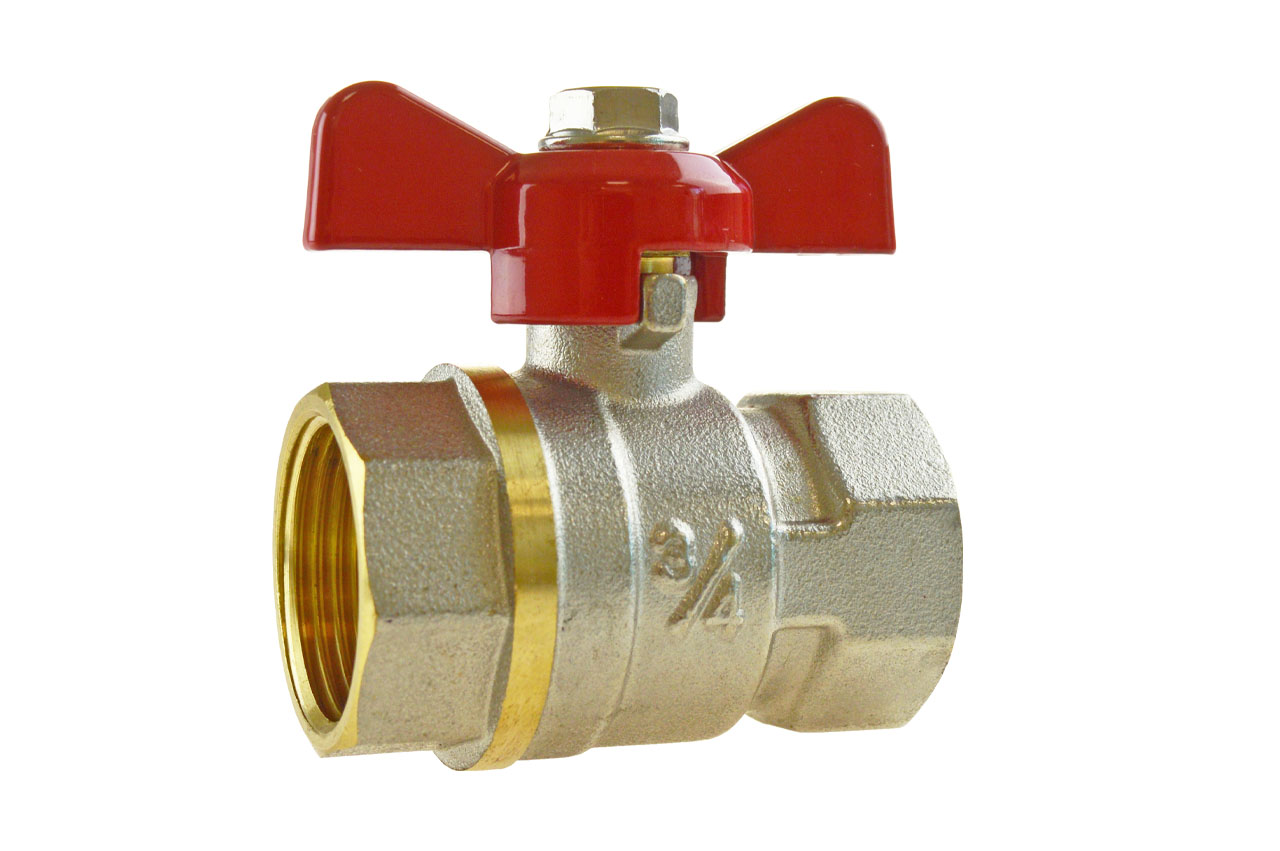 Kugelhahn mit Innengewinde und Flügelgriff, Messing