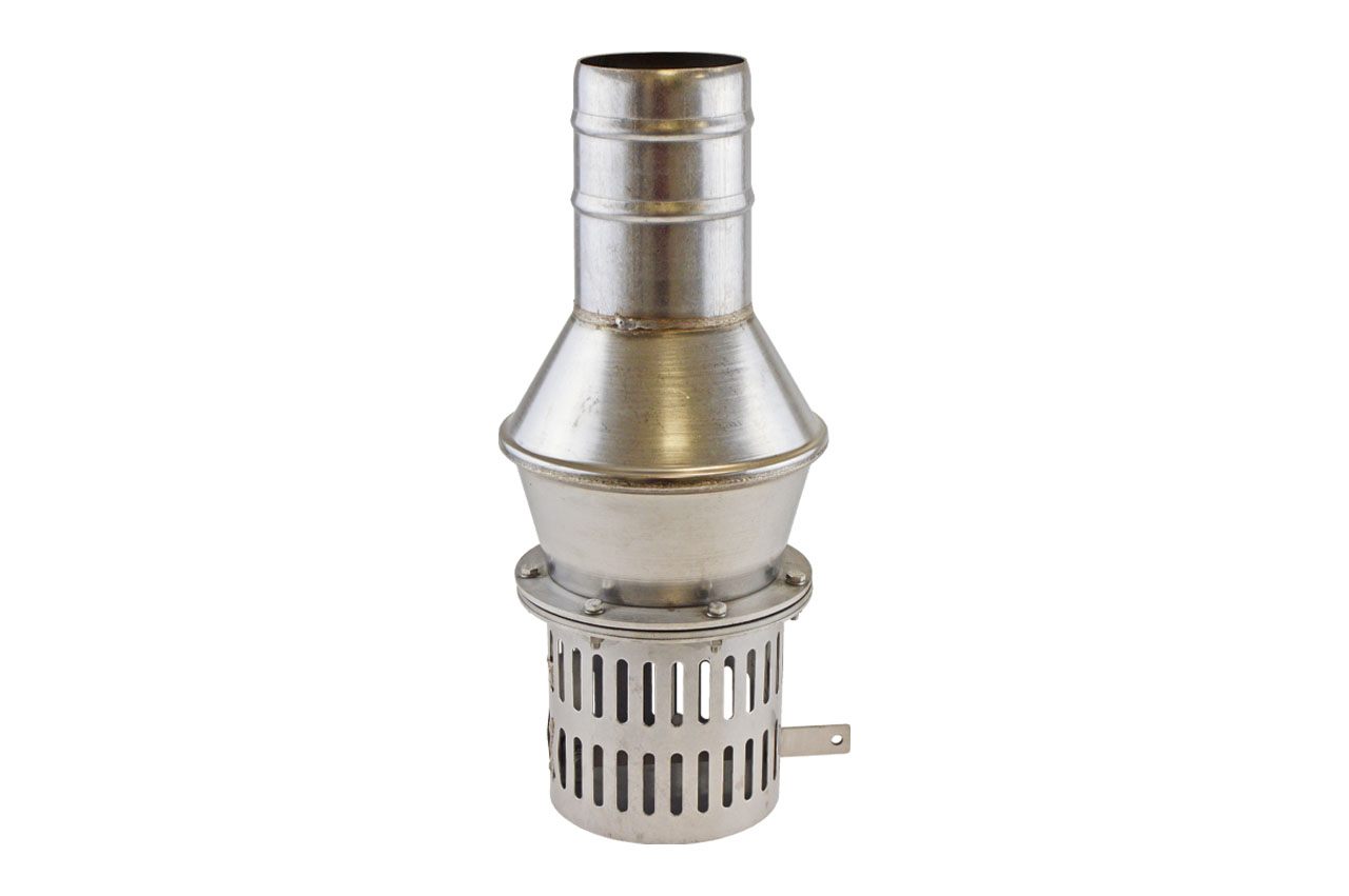 Saugkorb mit Rückschlagventil und Schlauchtülle, Edelstahl