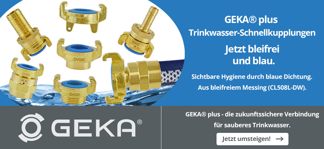 Jetzt neu: GEKA® plus Trinkwasser-Schnellkupplungen – bleifrei & mit blauer EPDM-Dichtung!
