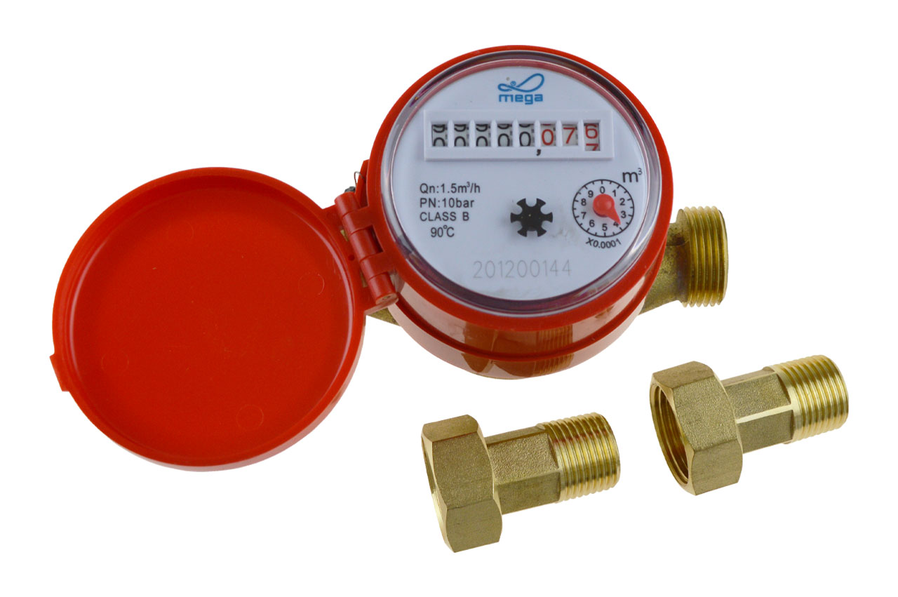 Wohnungswasserzähler kalt/warm, Messing