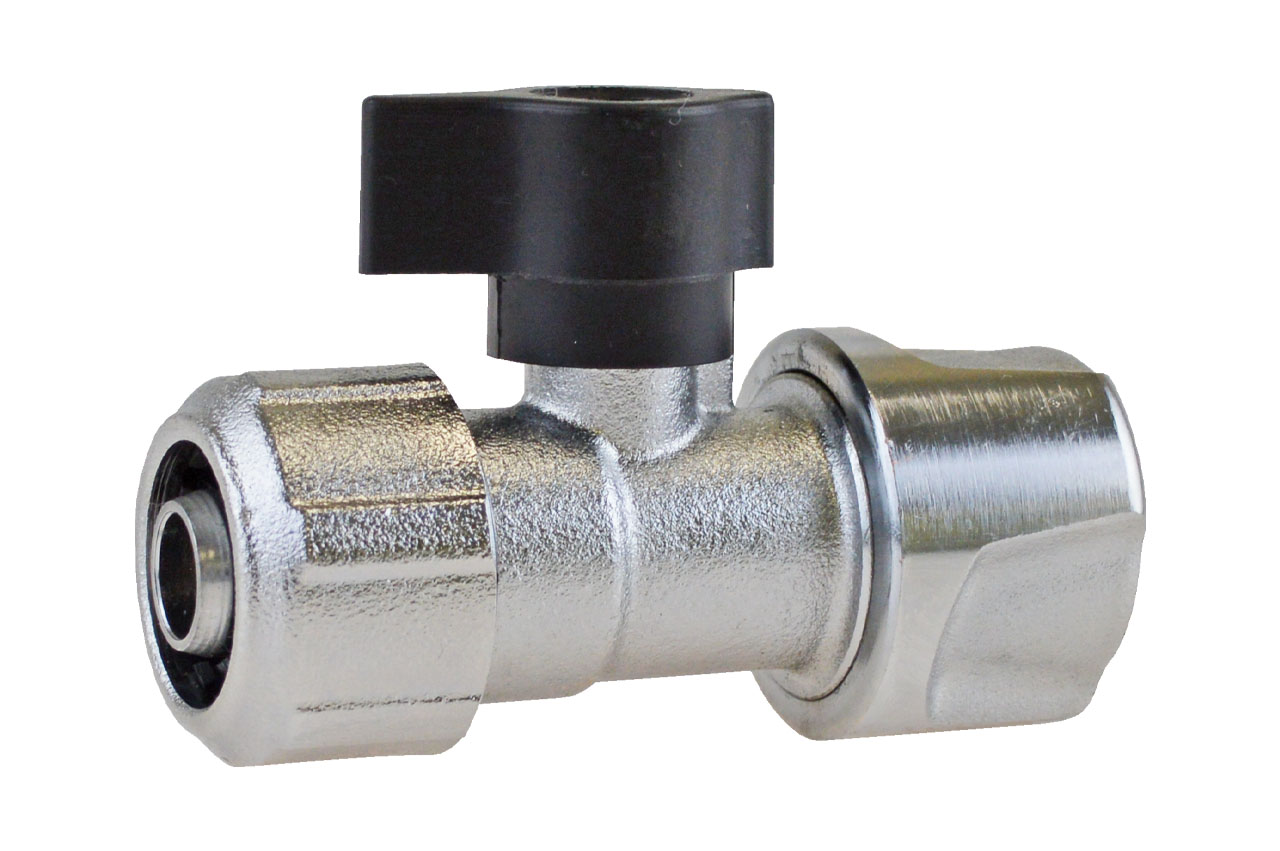 GEKA® plus Schlauchstück mit Kugelhahn, Messing verchromt