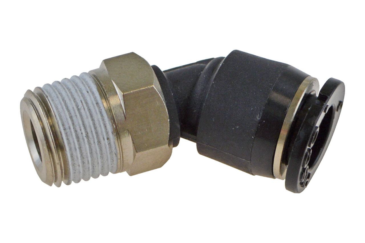 Steckverschraubung 45° mit Außengewinde, Mini Steckverschraubung 45° mit Außengewinde, Mini