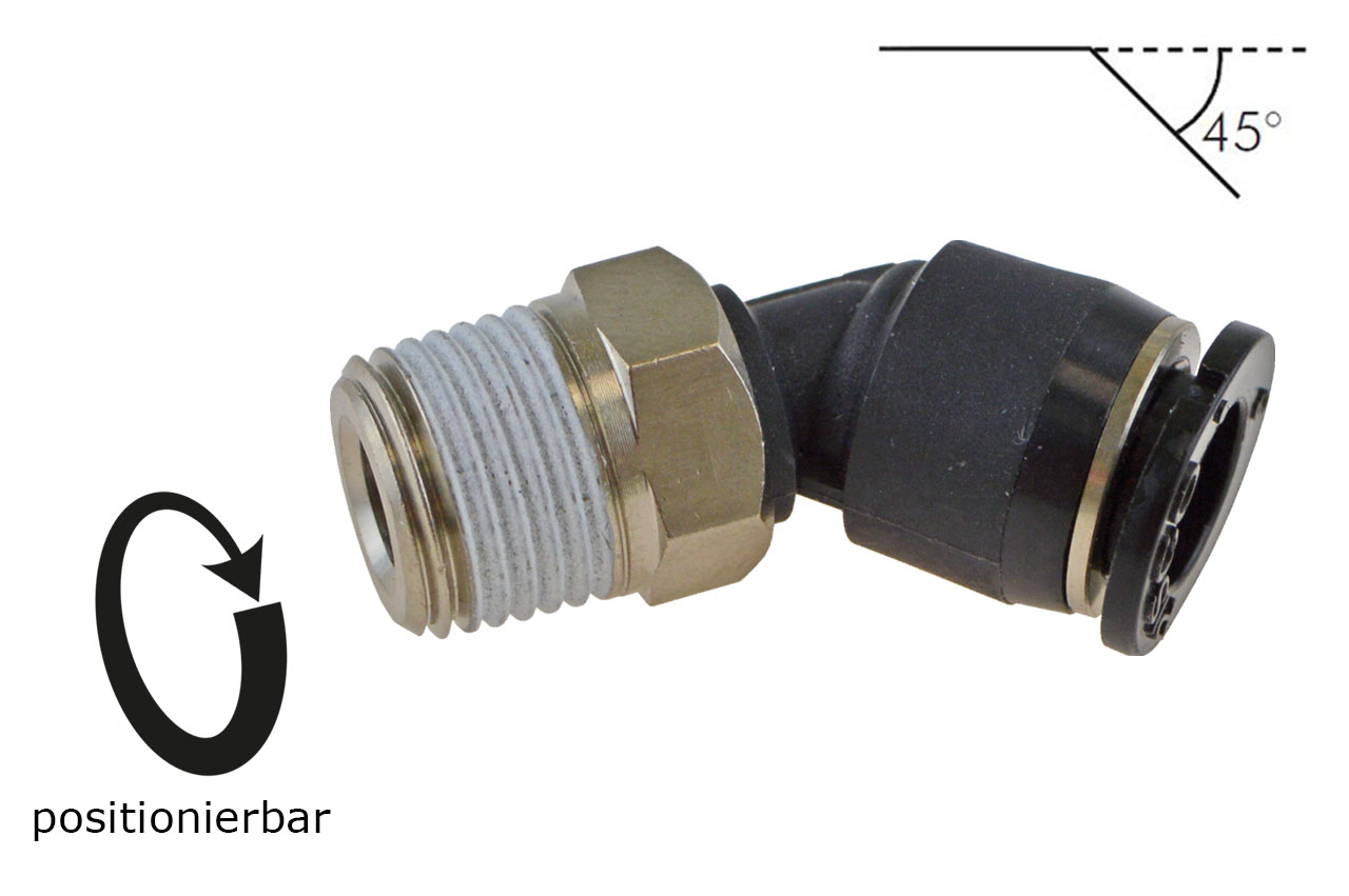 Steckverschraubung 45° mit Außengewinde, Mini