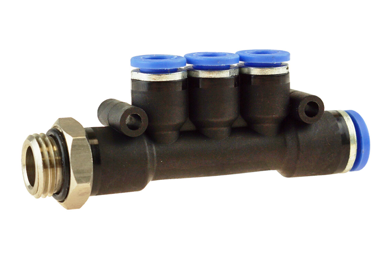 IQS 2-fach Verteiler R 1/8 – 8 Mm – Steckverbinder Für Pneumatik (Sang-A)