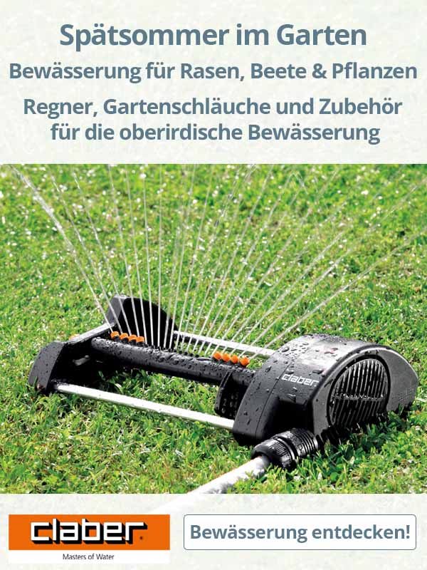 Spätsommer im Garten - Regner, Gartenschläuche und Zubehör für die oberirdische Bewässerung
