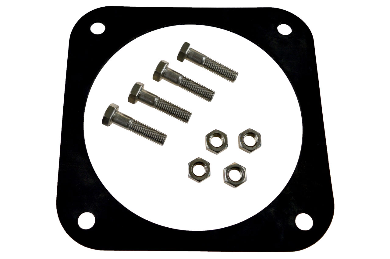 Gummiflachdichtung für 4-Loch-Flansch mit 4 Sechskantschrauben und -muttern
