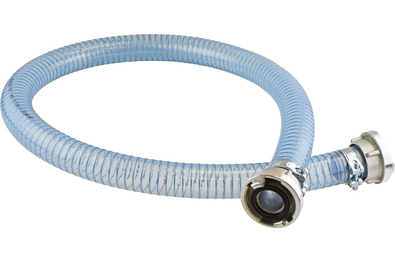 Vormontierter PVC Saug- und Druckschlauch mit Stahlspirale METALFLEX mit Kupplungen