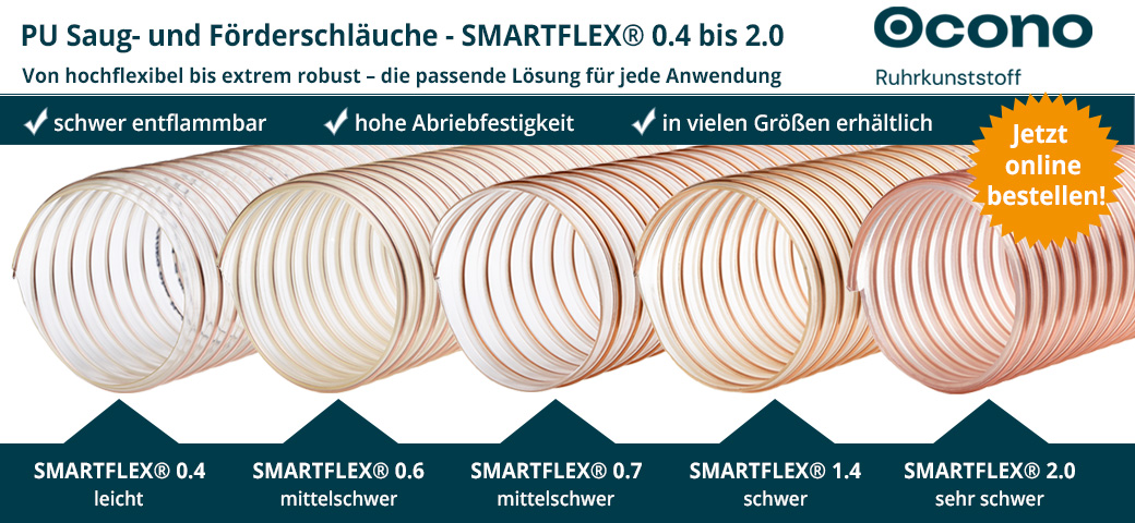 PU Saug- und Förderschläuche - SMARTFLEX® 0.4 bis 2.0 - die passende Lösung für jede Anwendung