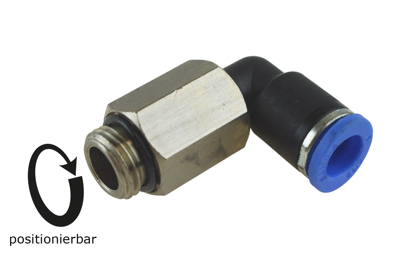 L-Steckverschraubung lang mit zylindrischem Außengewinde, Standard