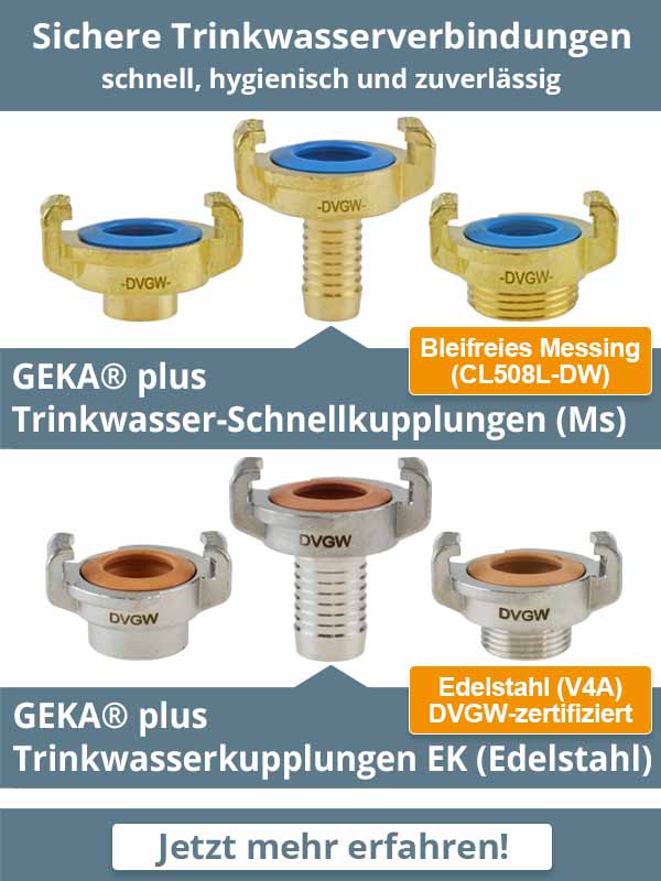 GEKA® plus Trinkwasser-Schnellkupplungen  – schnell, hygienisch und zuverlässig