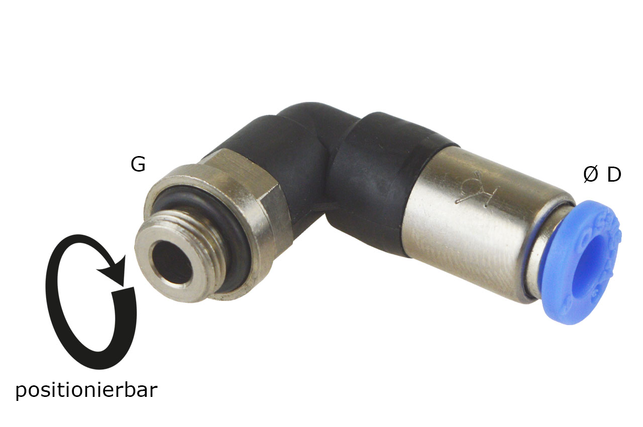 L-Steckverschraubung selbstabsperrend mit zylindrischem Außengewinde, Standard