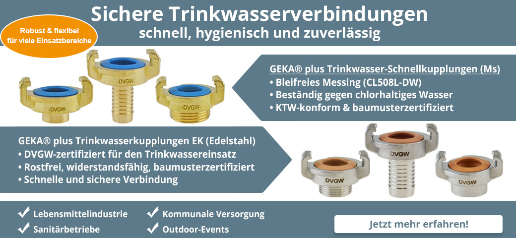 GEKA® plus Trinkwasser-Schnellkupplungen  – schnell, hygienisch und zuverlässig
