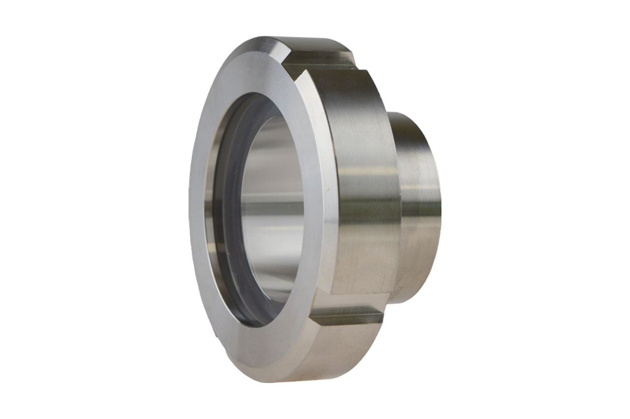 Schraubschauglas mit Anschweißende, Edelstahl, DIN 11851