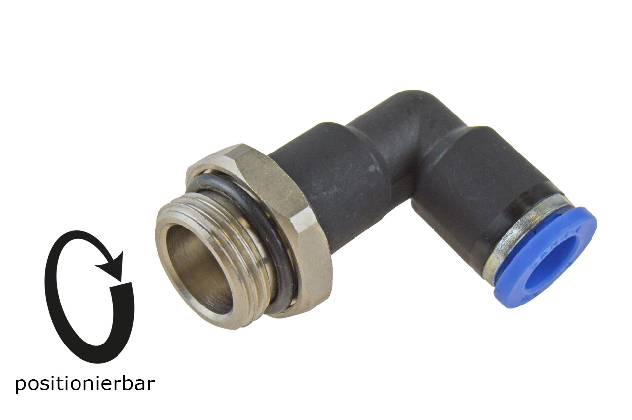 L-Steckverschraubung langer Körper mit zylindrischem Außengewinde, Standard