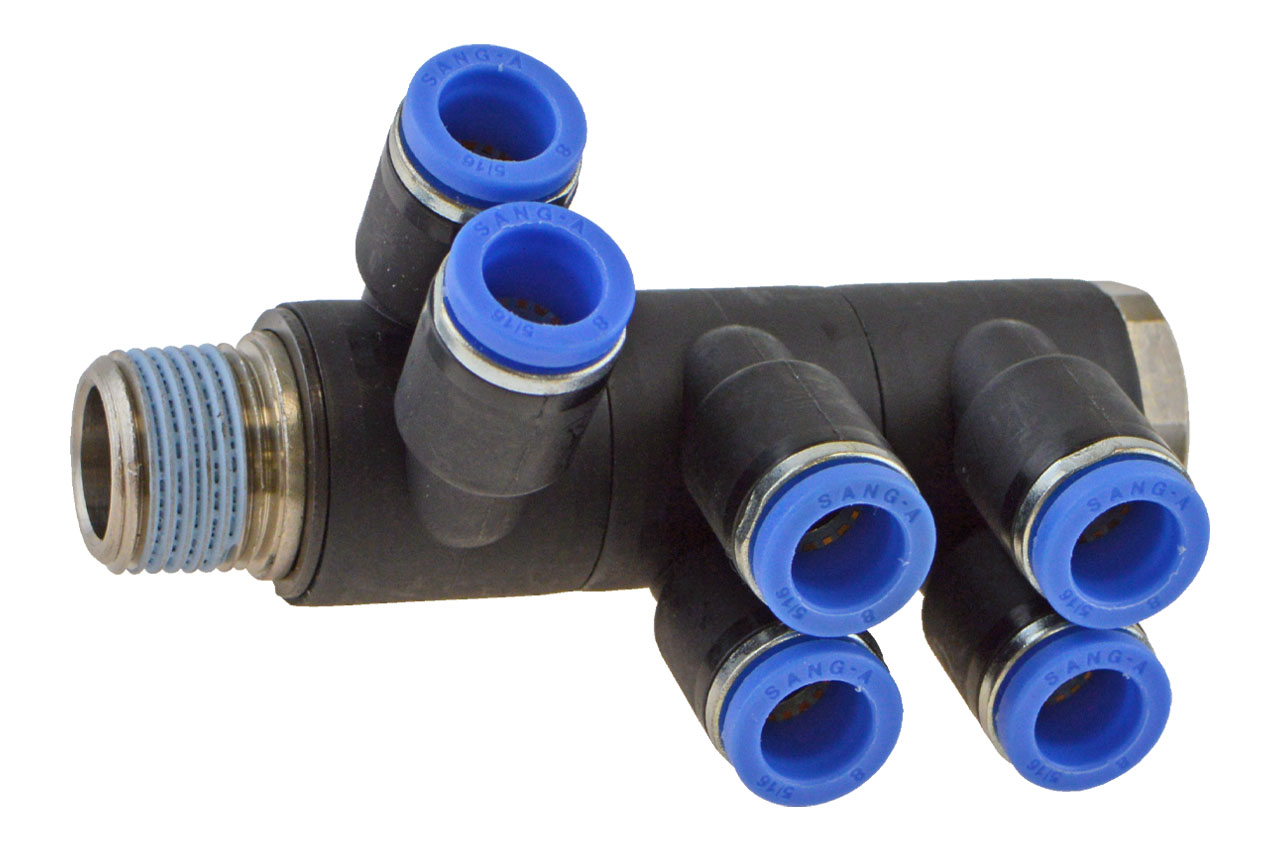 Mehrfachverteiler 6-fach mit Außengewinde, Standard