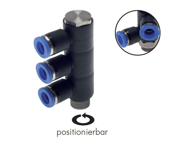 Mehrfachverteiler 3-fach mit zylindrischem Außengewinde, Standard