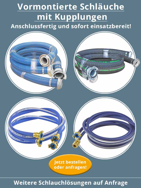 Vormontierte Schläuche - anschlussfertig und einsatzbereit!