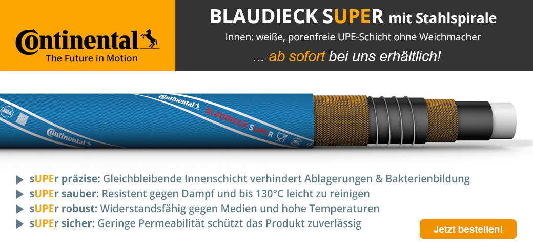 BLAUDIECK® SUPER mit Spirale - Der hochentwickelte Lebensmittelschlauch mit glatter UPE-Innenschicht