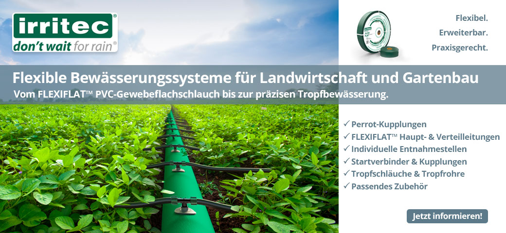Flexible Bewässerungssysteme mit FLEXIFLAT™ Gewebeflachschläuchen für Landwirtschaft und Gartenbau
