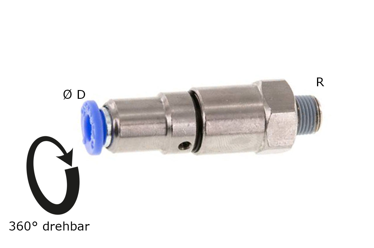 Steckverschraubung mit Außengewinde und zwei Kugellagern, Standard