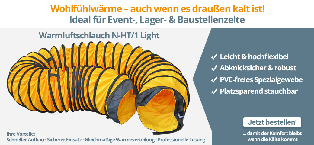 Warmluftschlauch N-HT/1 Light - Ideal für Event-, Lager- und Baustellenzelte