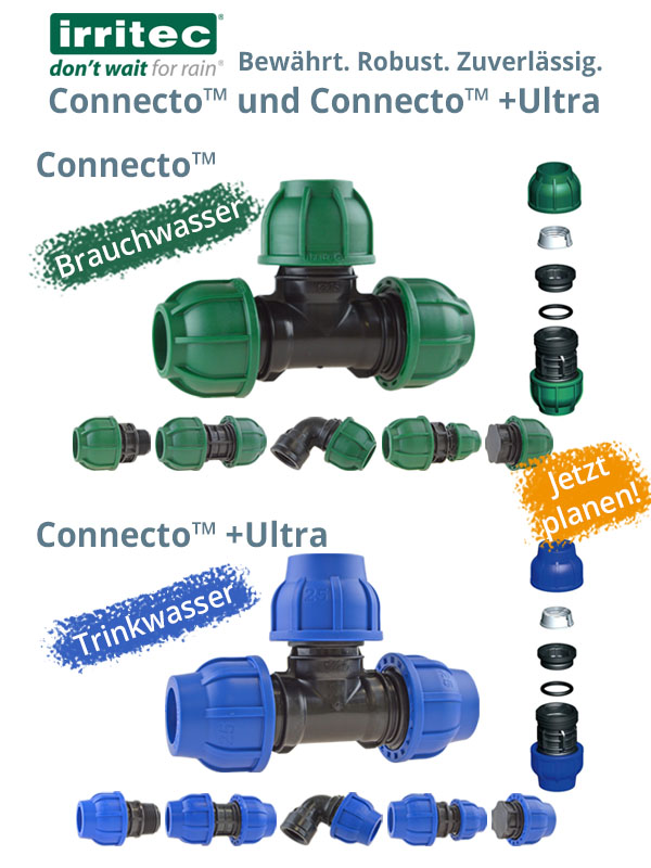 Connecto™ und Connecto™ + Ultra-Verschraubungen von Irritec - Entdecken Sie jetzt Ihre Lösung in unserem Shop!