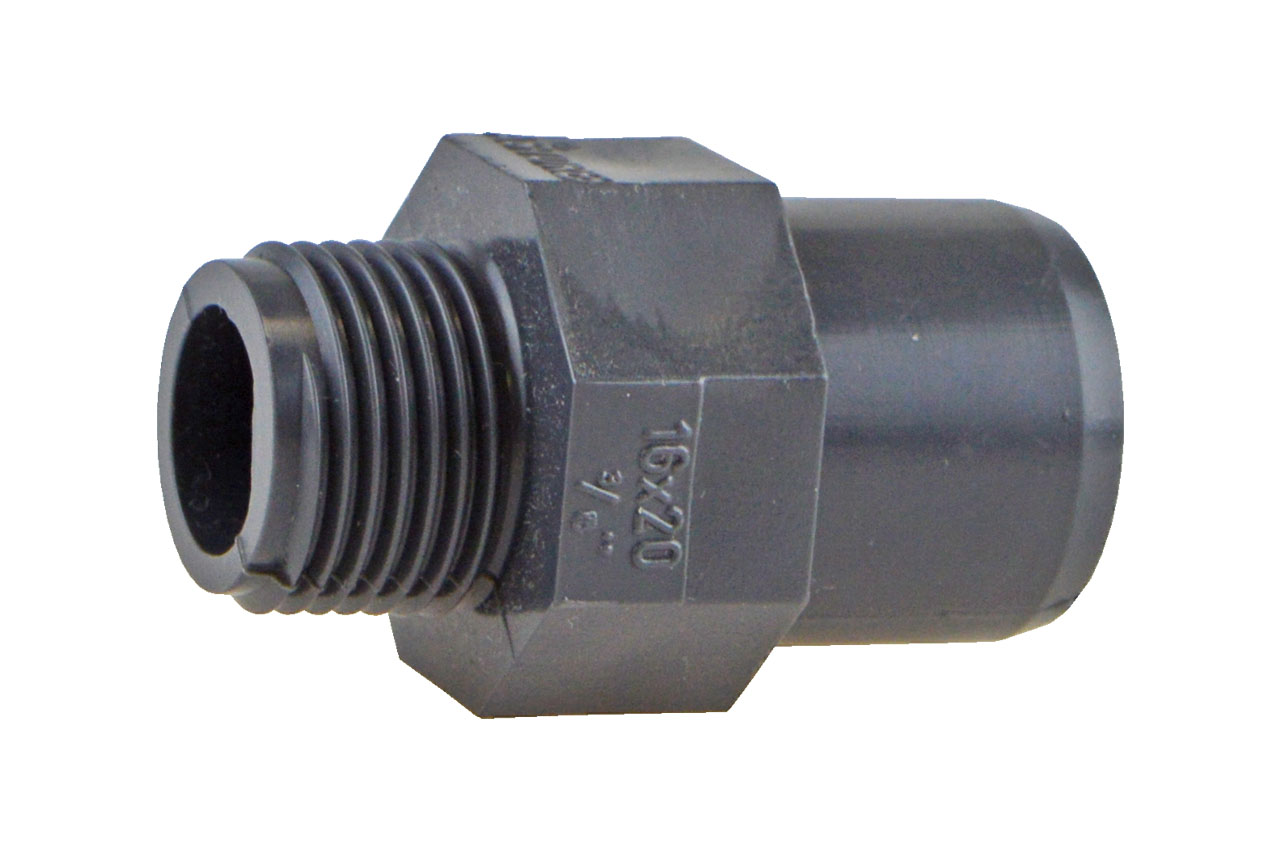 Übergangsnippel mit Klebemuffe / Stutzen und Außengewinde, PVC-U