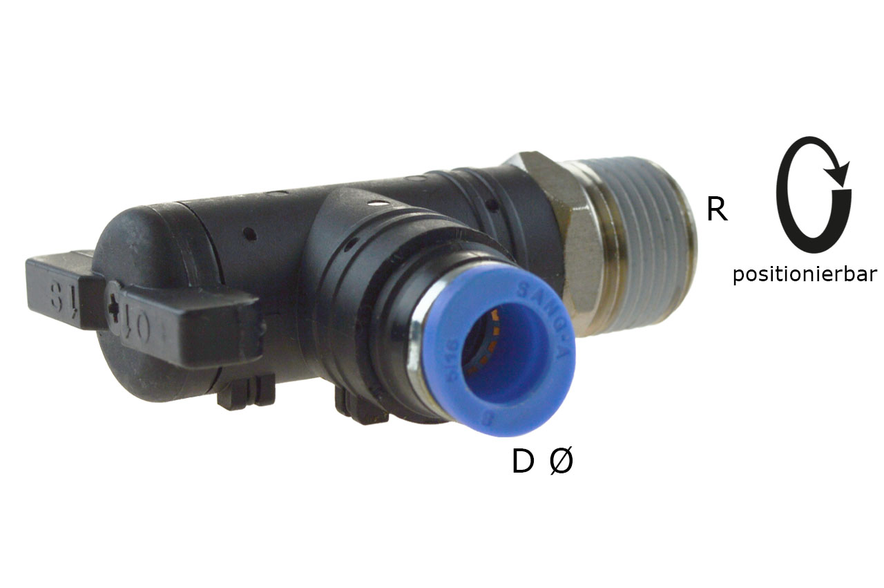 Winkel-Absperrhahn mit Außengewinde und Steckanschluss, Standard