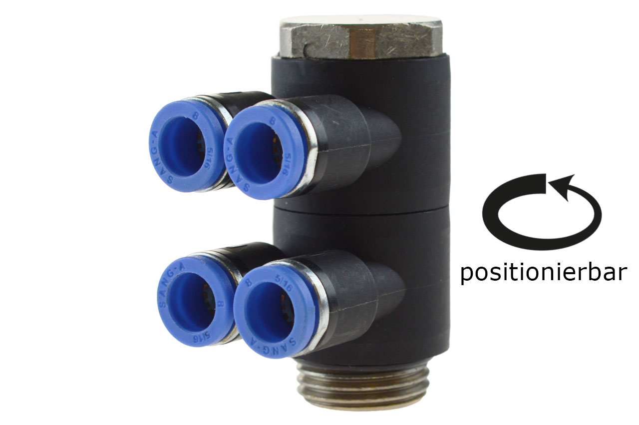 Mehrfachverteiler 4-fach mit zylindrischem Außengewinde, Standard