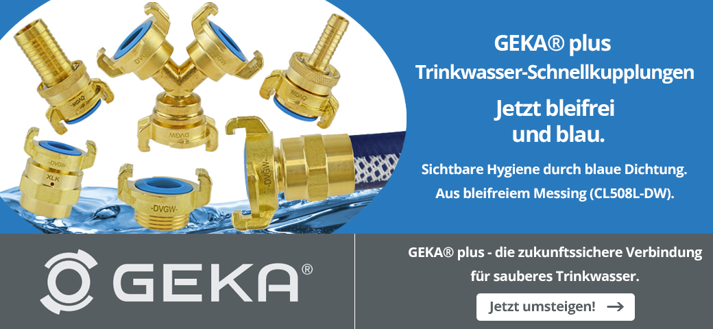 Jetzt neu: GEKA® plus Trinkwasser-Schnellkupplungen – bleifrei & mit blauer EPDM-Dichtung!