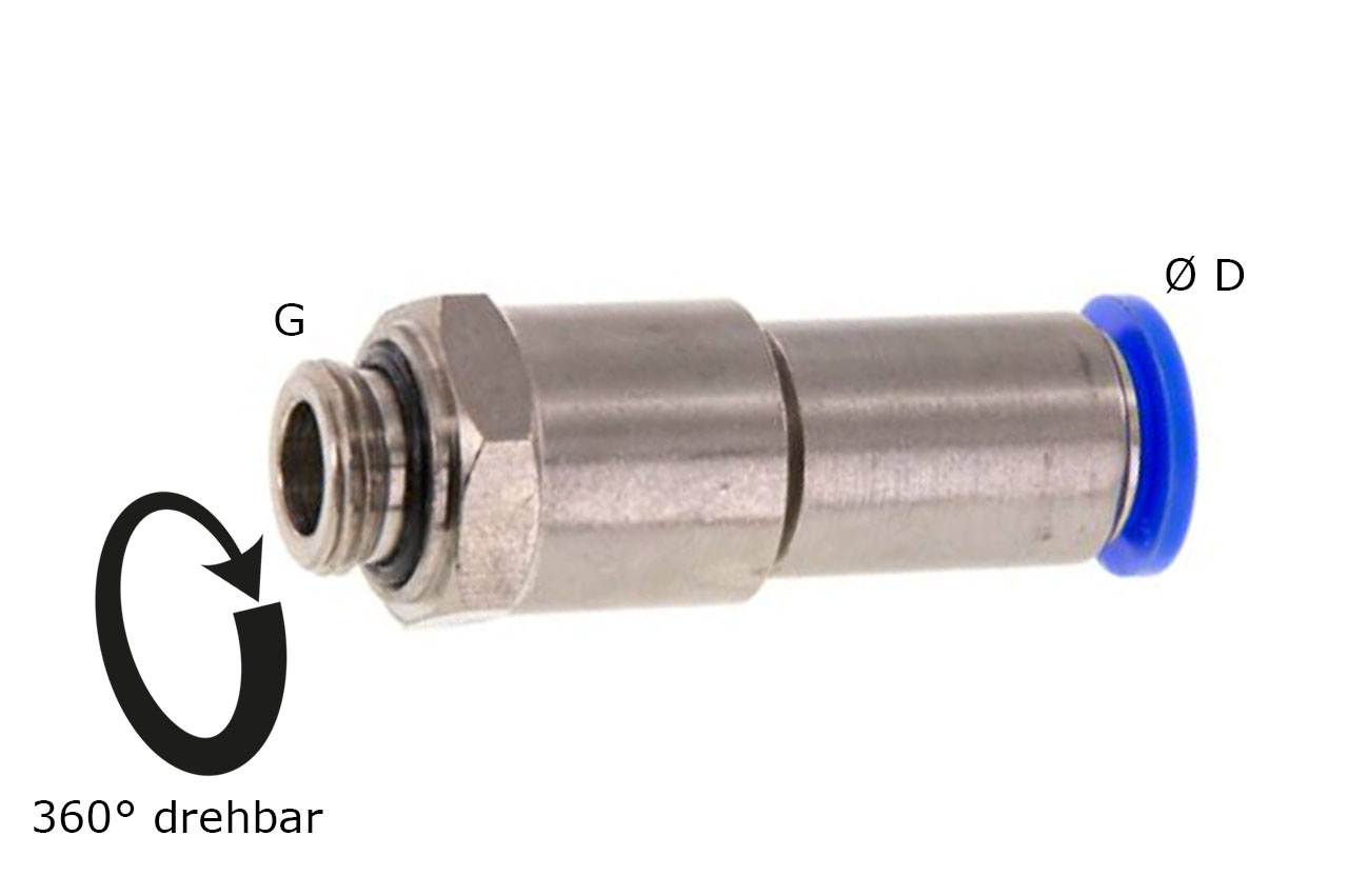 Steckverschraubung mit zylindrischem Außengewinde und zwei Kugellagern, Standard