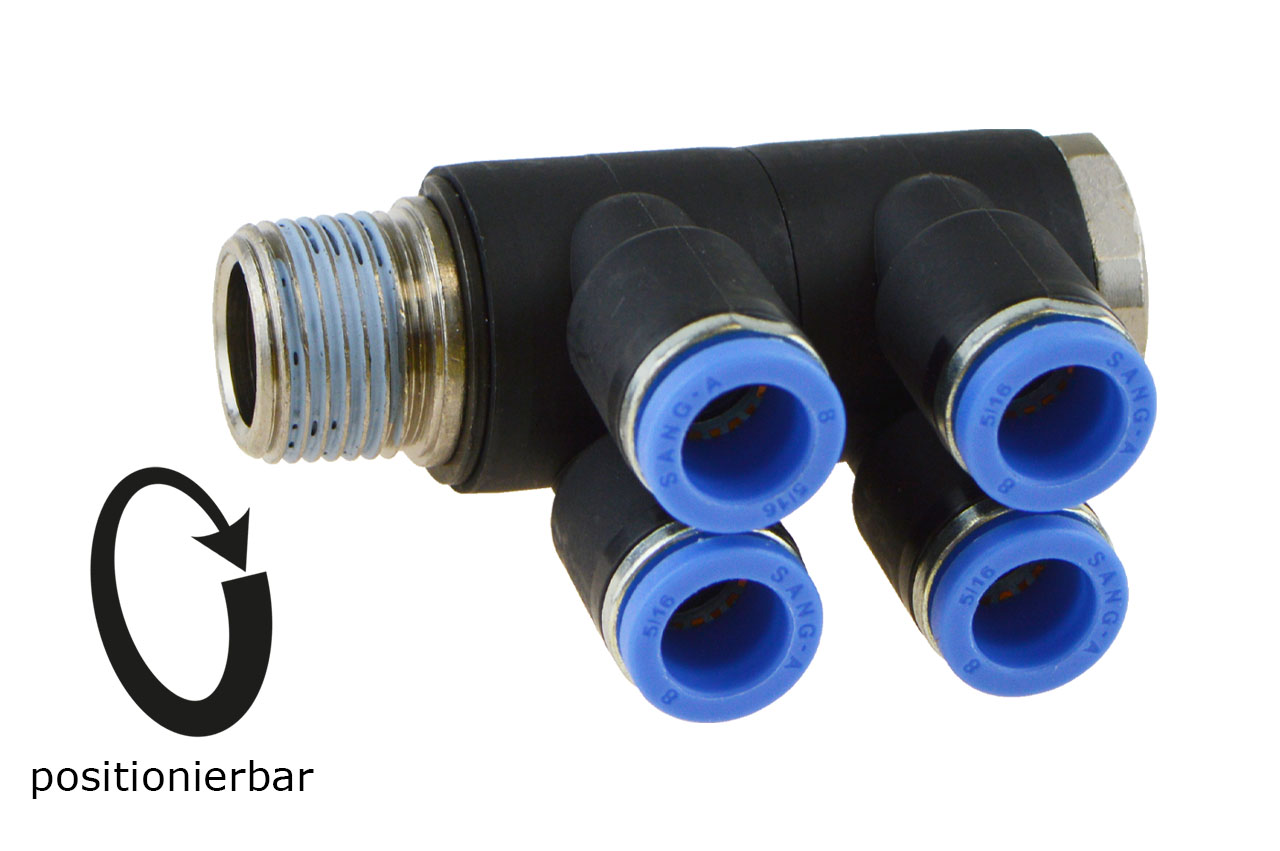 Mehrfachverteiler 4-fach mit Außengewinde, Standard