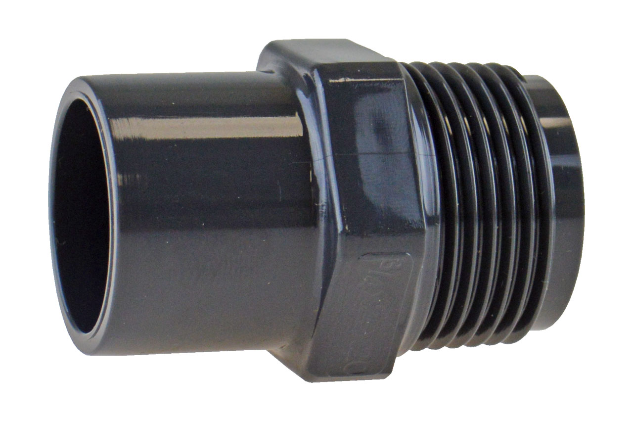 Übergangsnippel mit Klebemuffe / Stutzen und Außengewinde, PVC-U