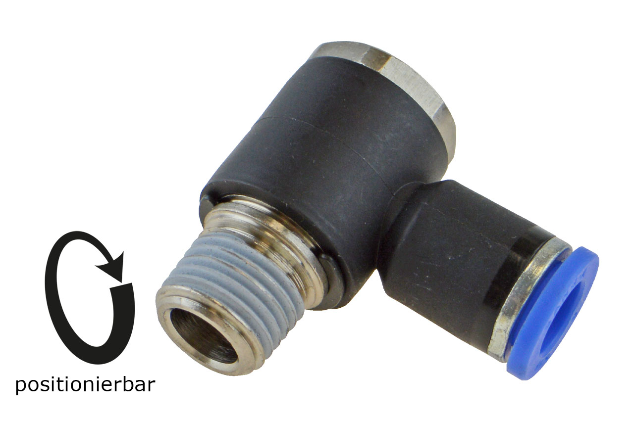 L-Steckverschraubung mit Außengewinde und Außensechskant, Standard