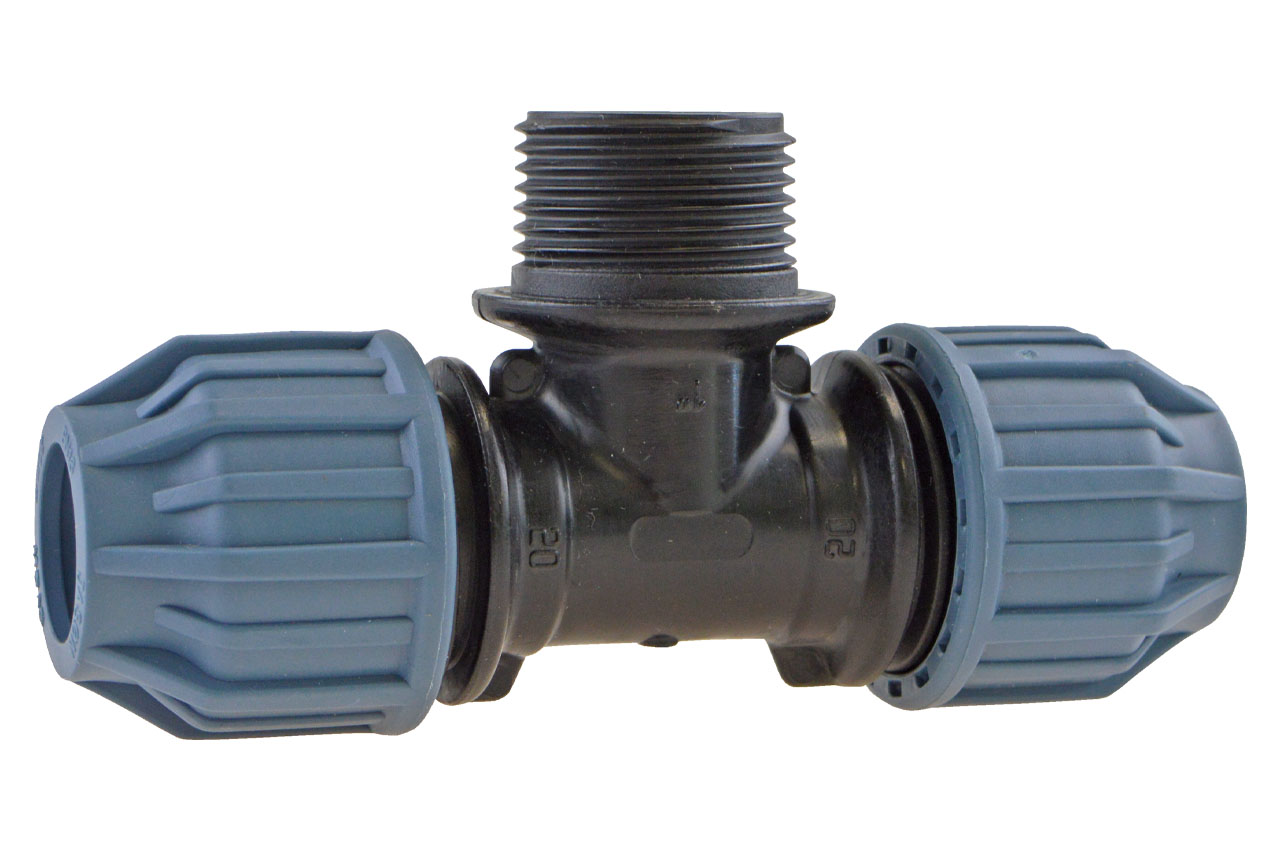 PE T-Stück mit Außengewinde, DVGW