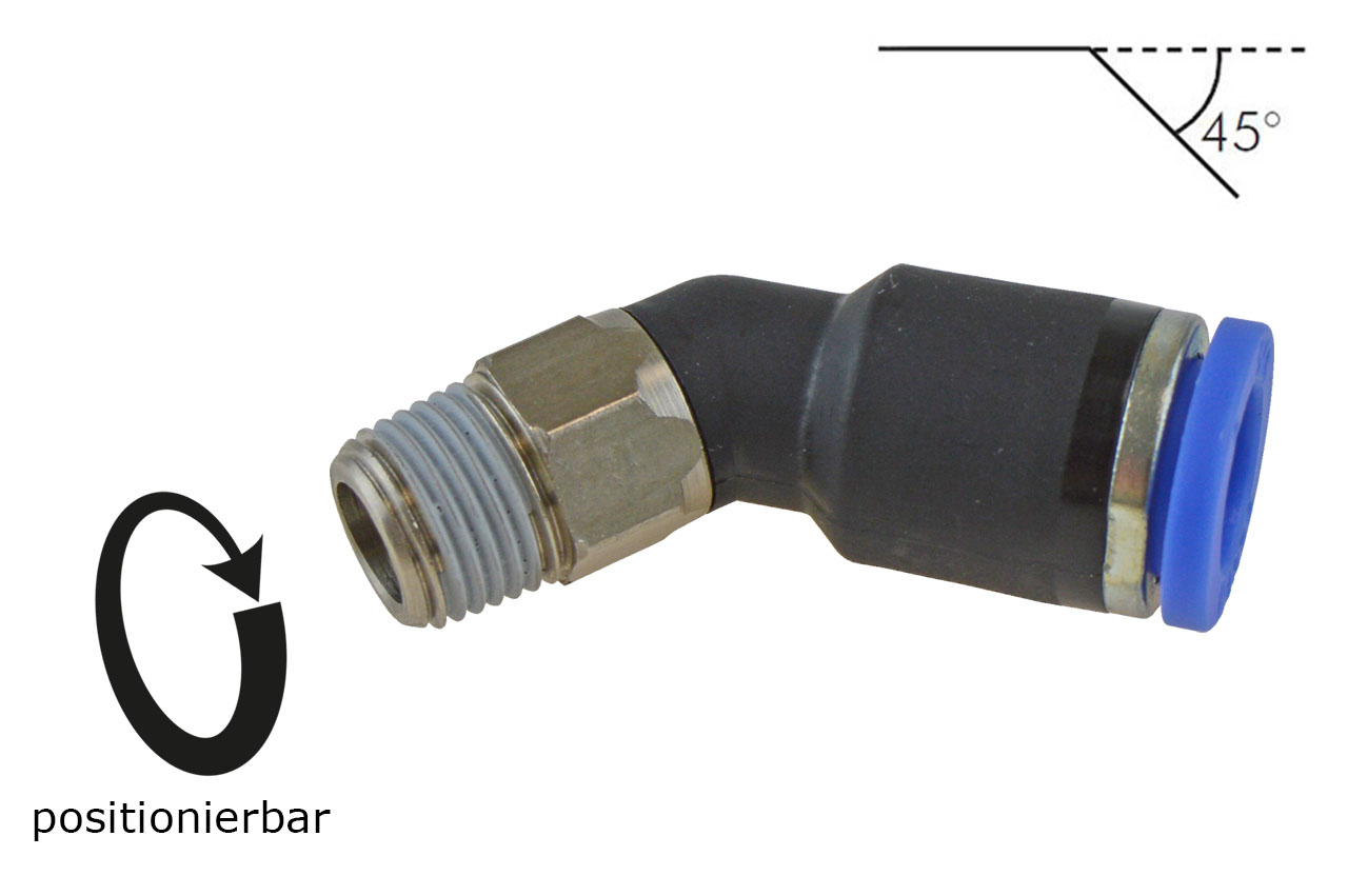 Steckverschraubung 45° mit Außengewinde, Standard Steckverschraubung 45° mit Außengewinde, Standard