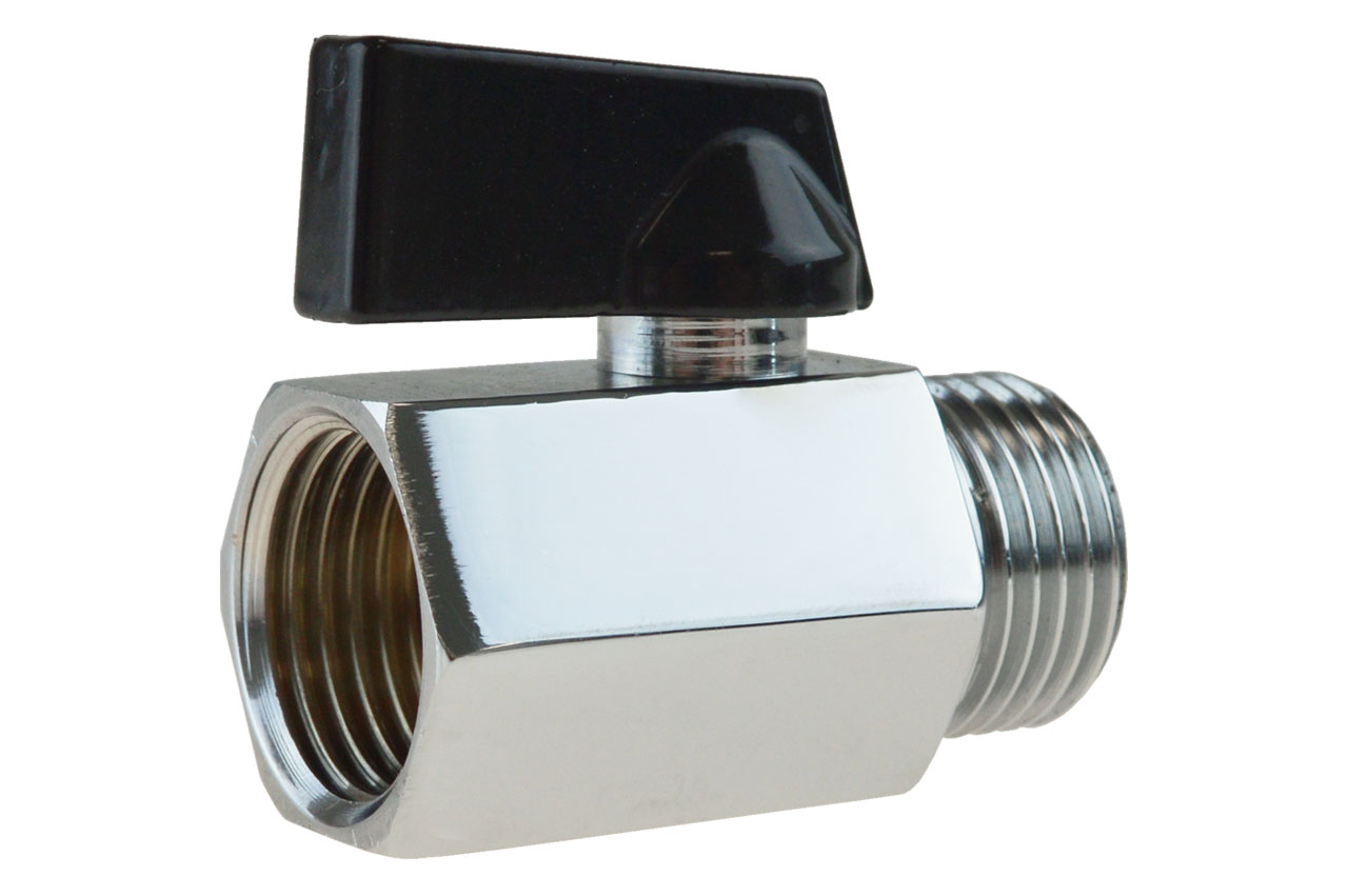 Mini-Kugelhahn mit Innen- und Außengewinde, Messing