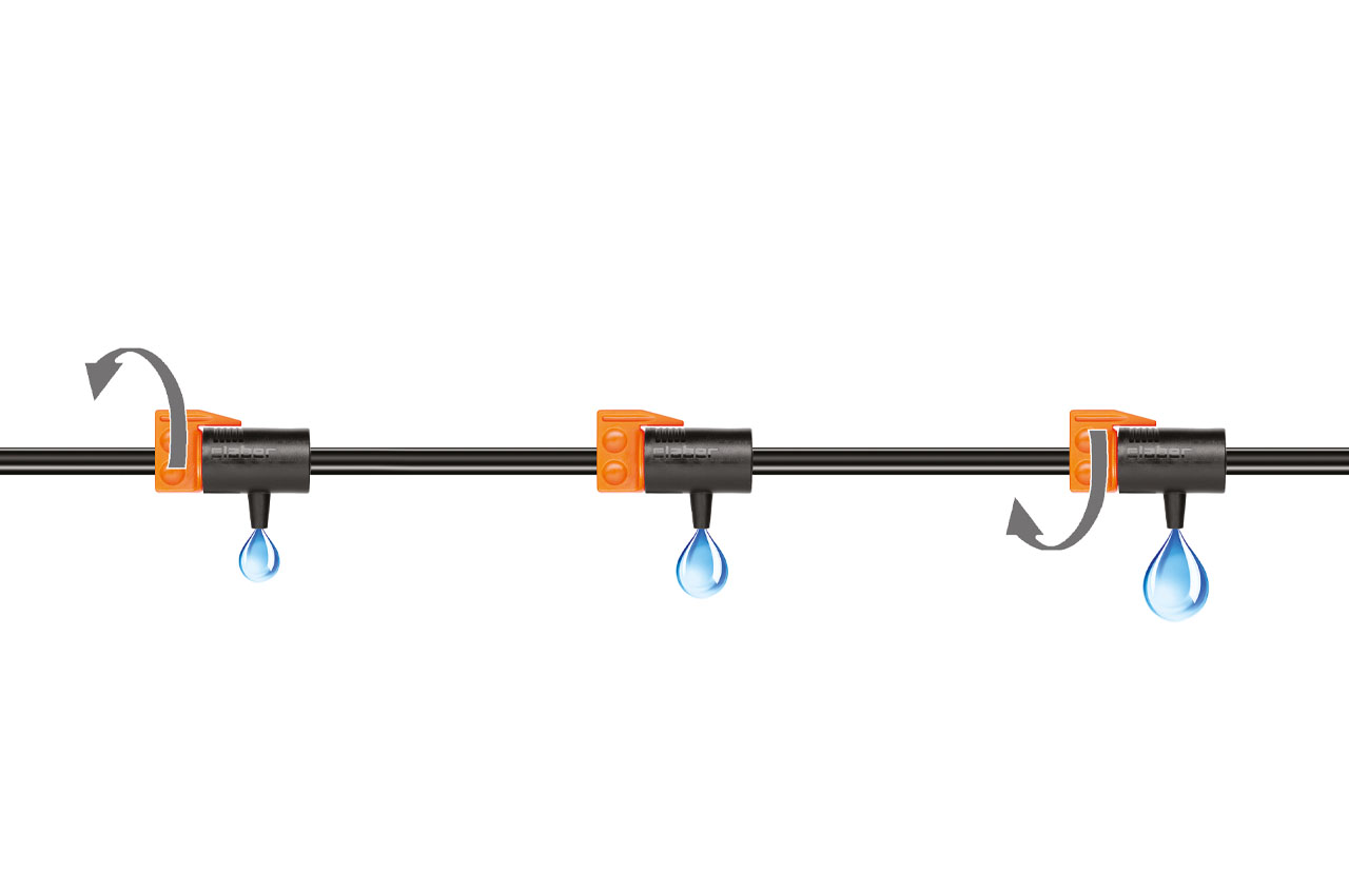 einstellbarer Reihentropfer mit regulierbarem Wasserdurchfluss