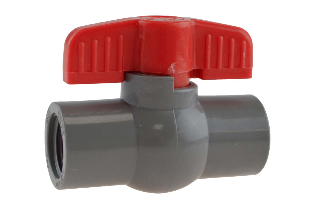 PVC-Kugelhahn mit Innengewinde, grau