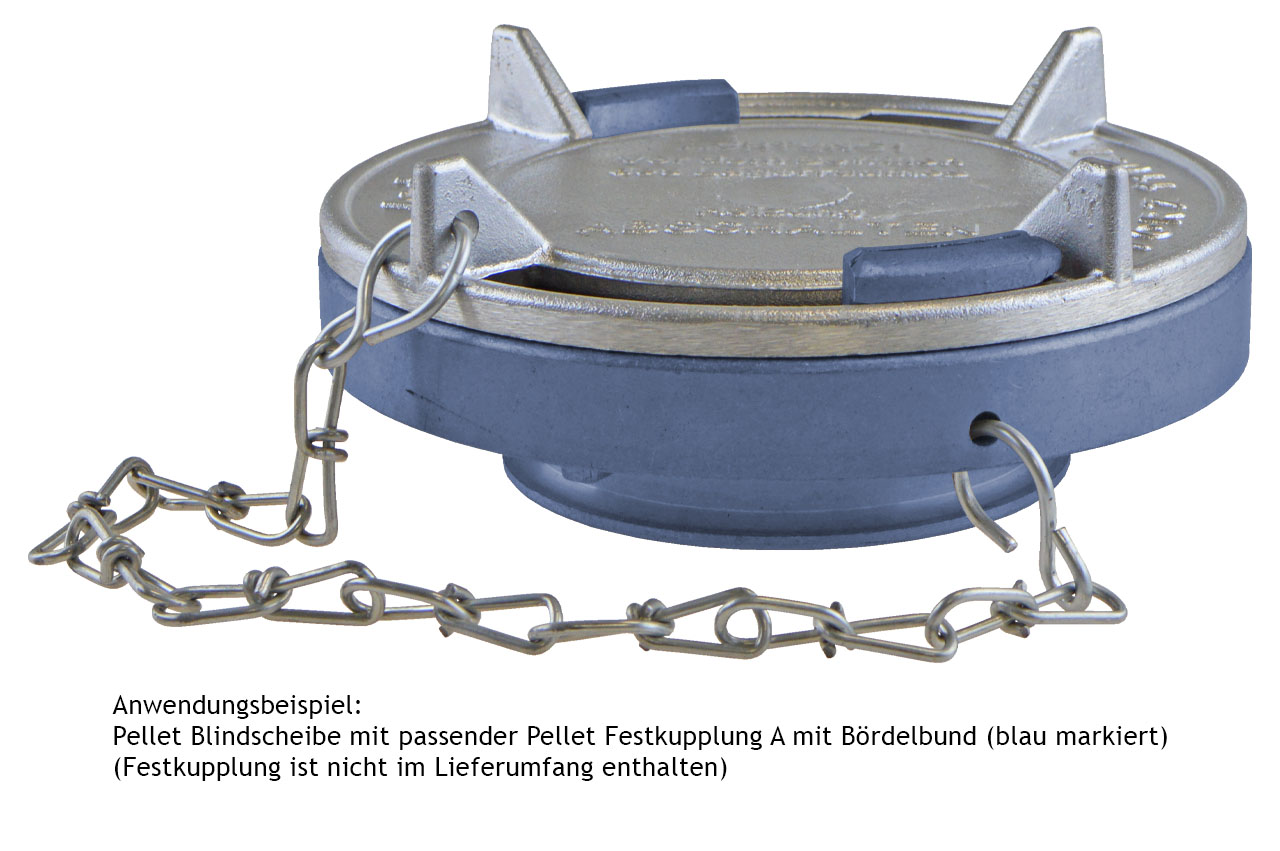 Anwendungsfoto - Blindscheibe ideal zum Verschließen der Festkupplung am Pelletstank.