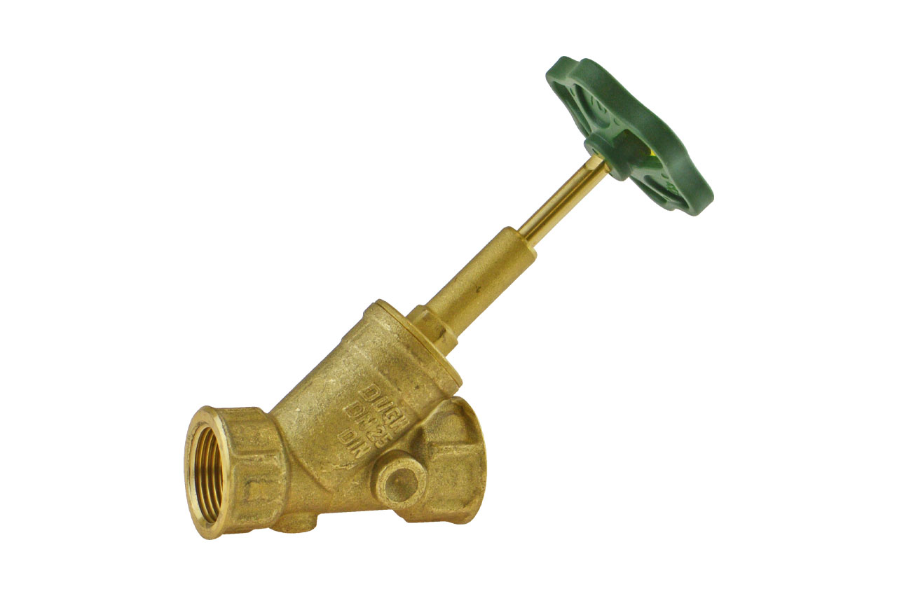 Schrägsitz-Muffen-Absperrventil, Messing, DVGW