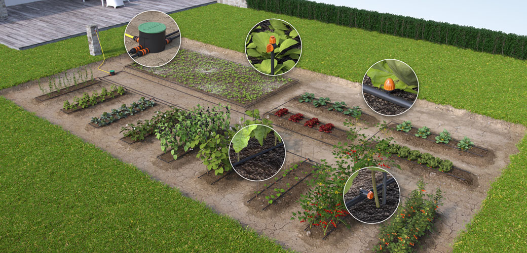 Darstellung eines Tropfbewässerungssystems